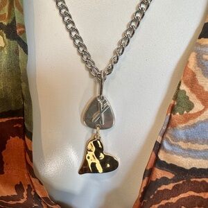 Chic Two-Tone Heart Pendant Necklace